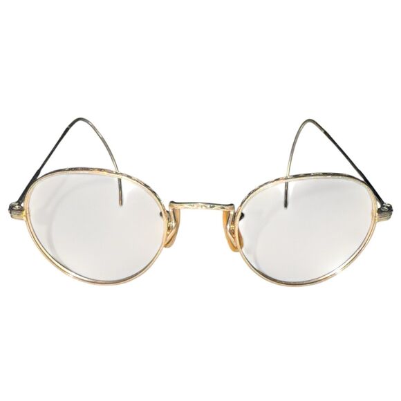1920s 12K Gold Filled Art Deco Round Eyeglass Frames Ful-Vue Vintage 40-18-145 - Picture 2 of 12